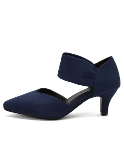 Clearance Retro Stage Solid Pointed Toe Suede Kitten Heels