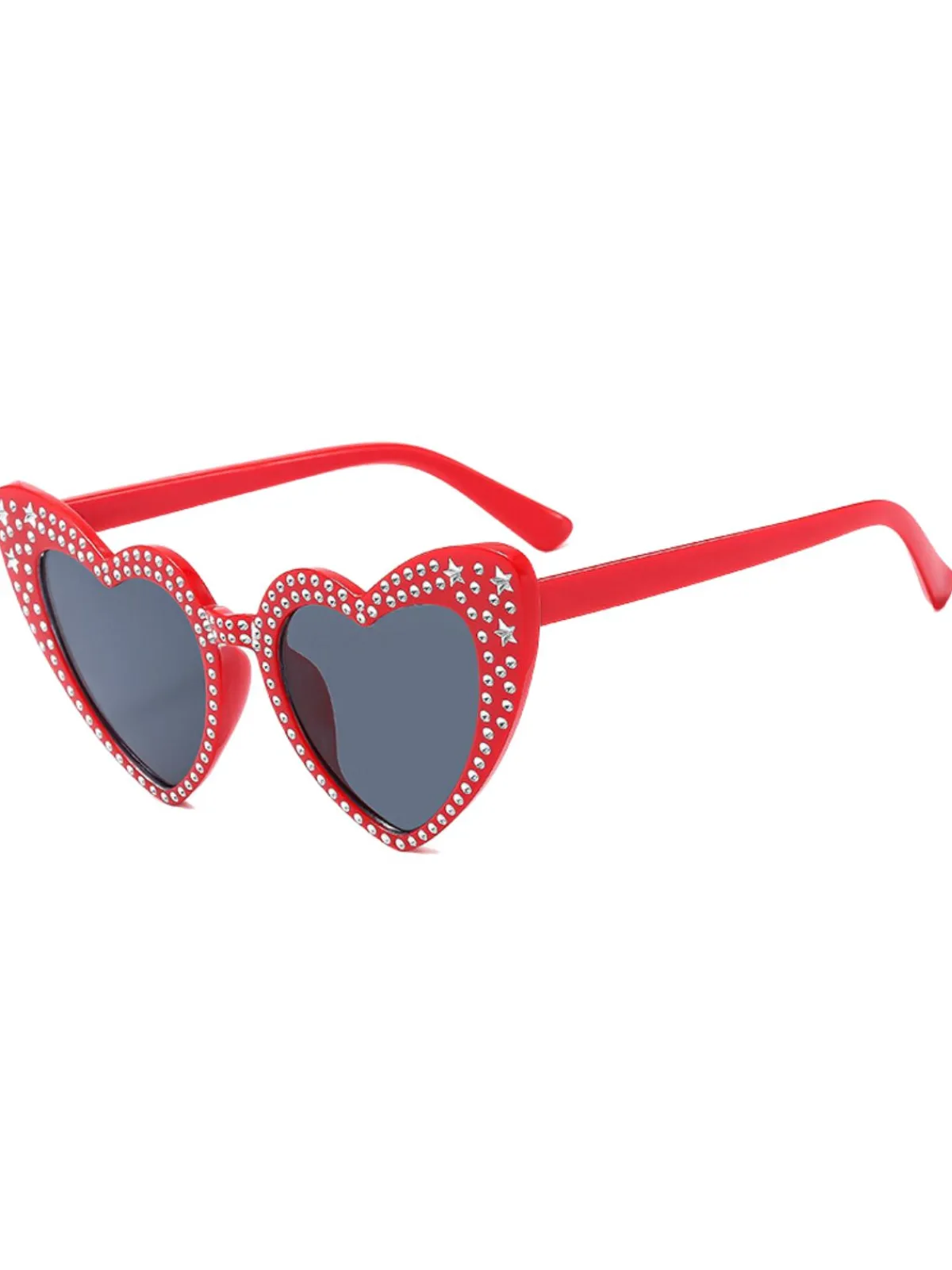 Sale Retro Stage Solid Rhinestone Heart Frame Sunglasses