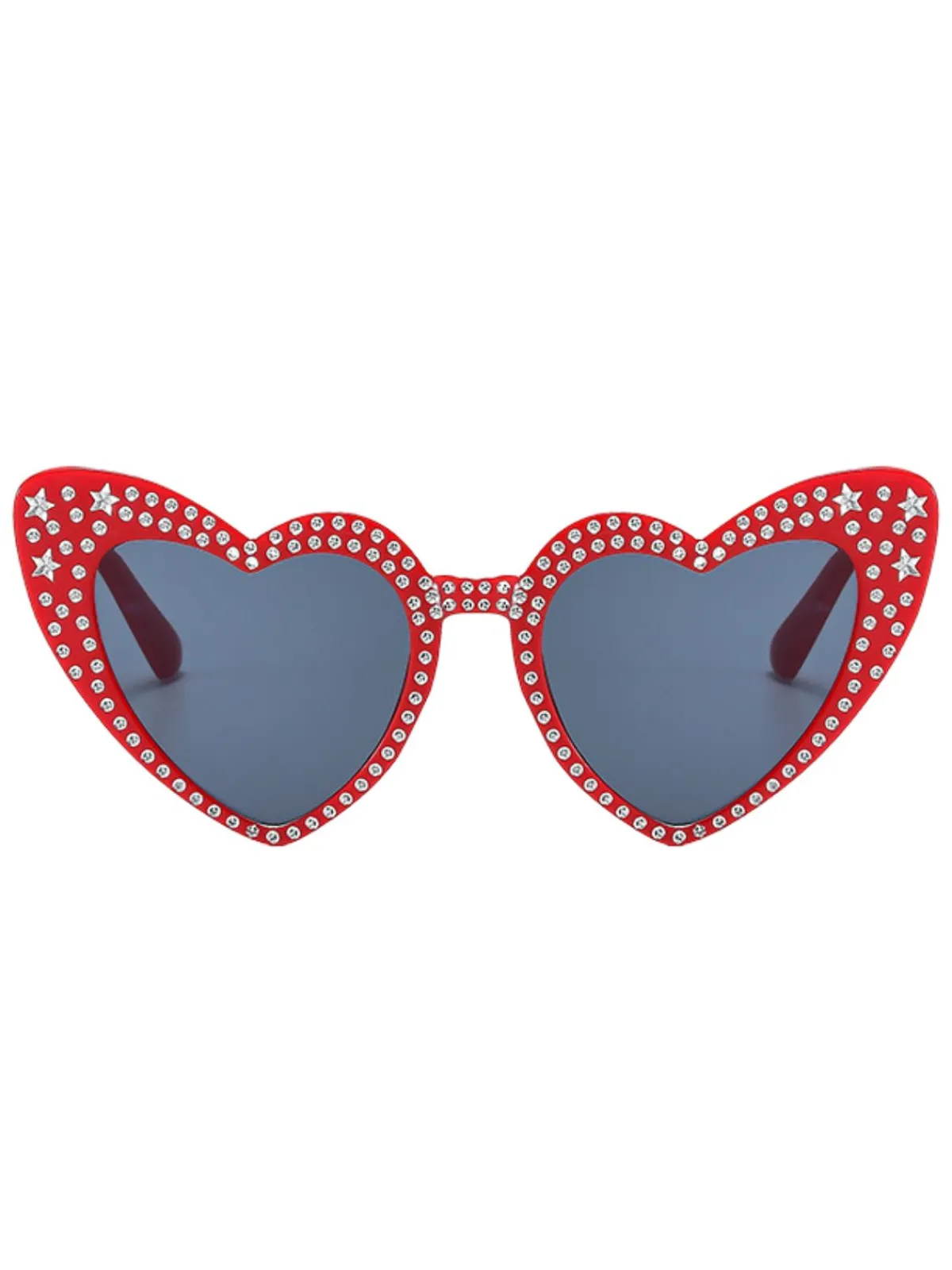 Sale Retro Stage Solid Rhinestone Heart Frame Sunglasses