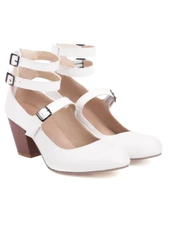 Fashion Retro Stage Solid Round Toe Chunky High Heels