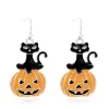 Hot Retro Stage Spooky Halloween Cat And Pumpkin Earrings
