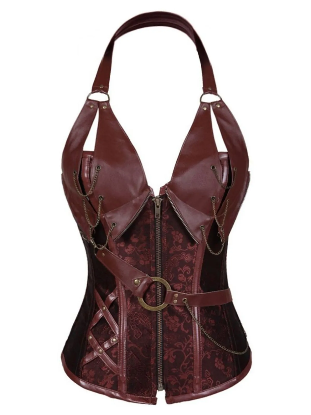 Outlet Retro Stage Steampunk Halter Leather Gothic Corset