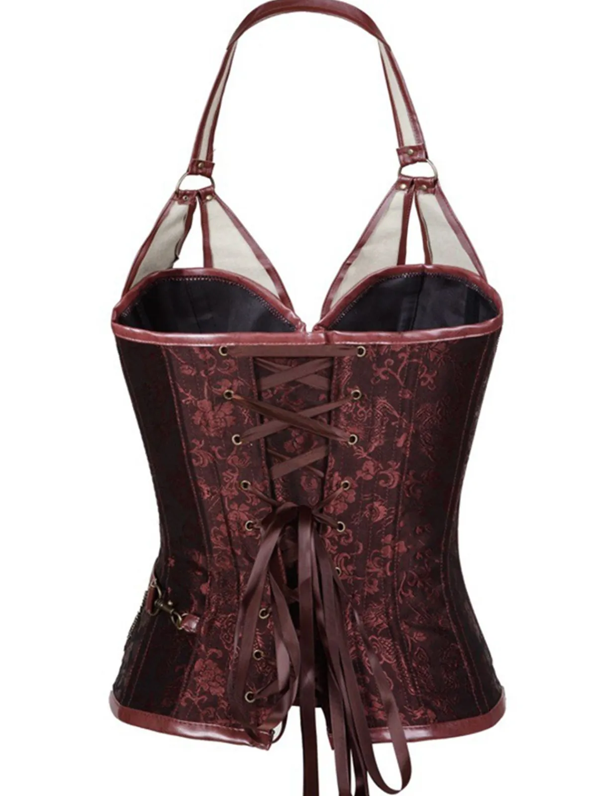 Outlet Retro Stage Steampunk Halter Leather Gothic Corset