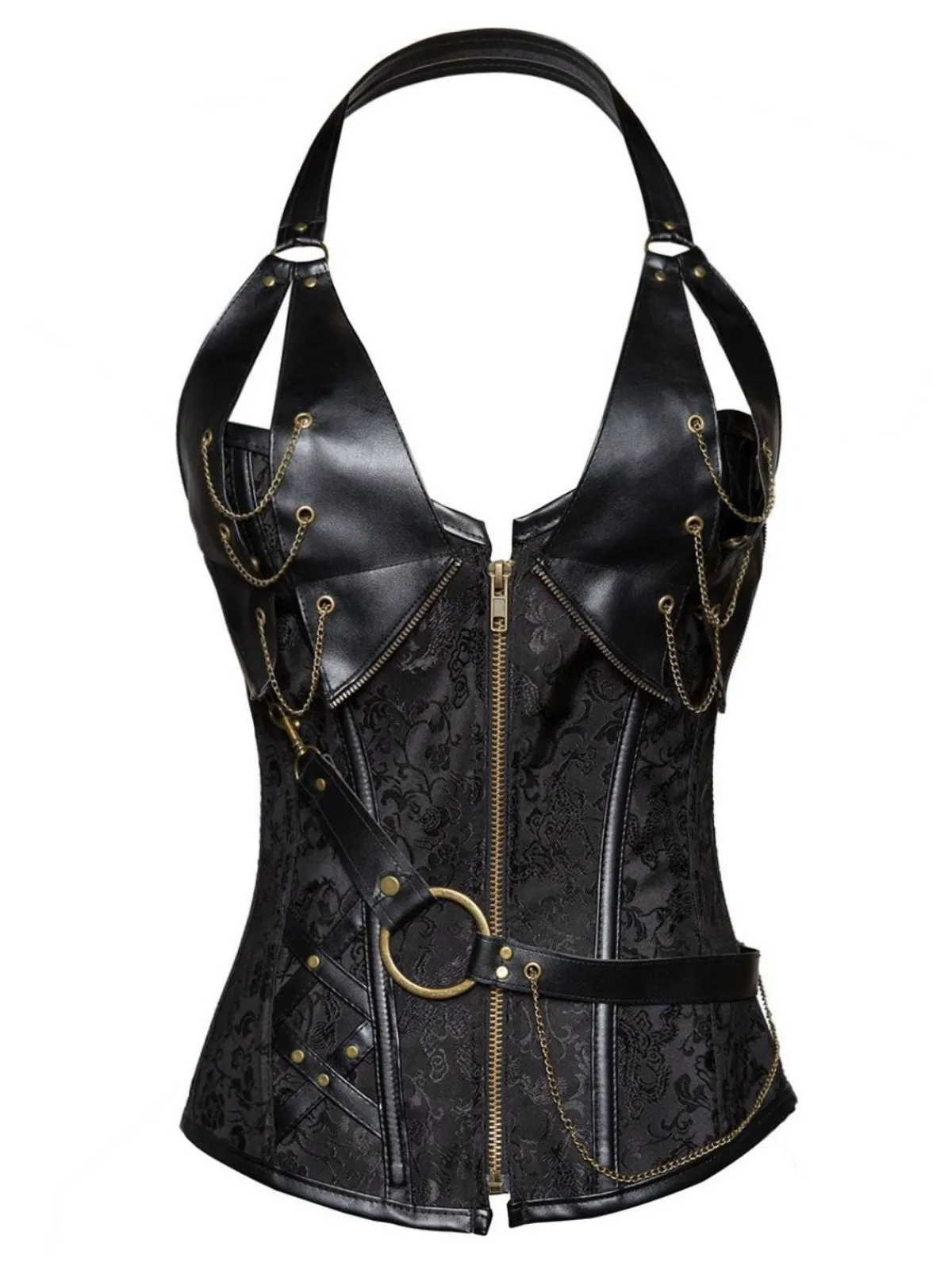 Outlet Retro Stage Steampunk Halter Leather Gothic Corset