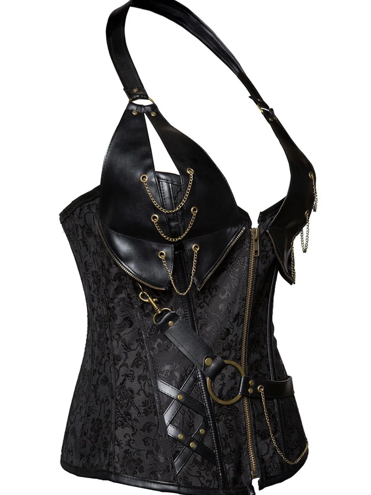 Outlet Retro Stage Steampunk Halter Leather Gothic Corset