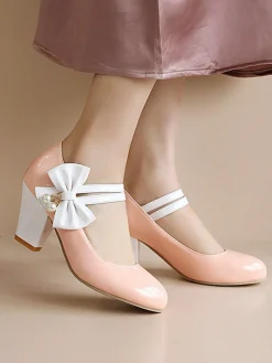 Discount Retro Stage Straps Bowknot High Heels Shoes
