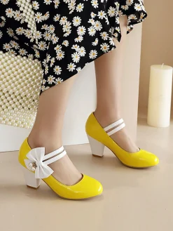 Discount Retro Stage Straps Bowknot High Heels Shoes