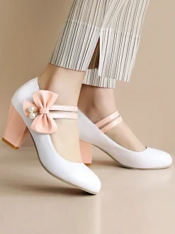 Discount Retro Stage Straps Bowknot High Heels Shoes