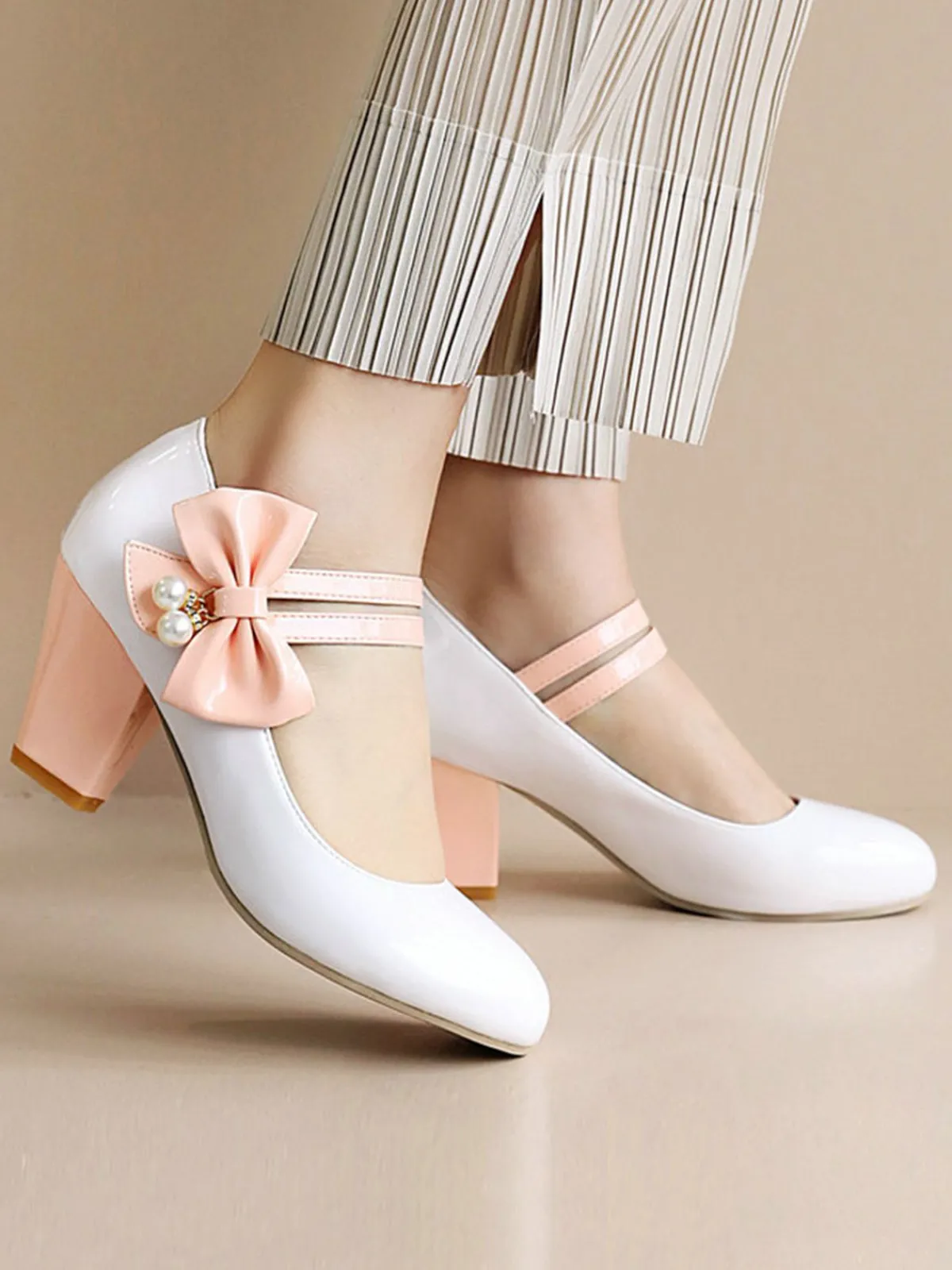Discount Retro Stage Straps Bowknot High Heels Shoes