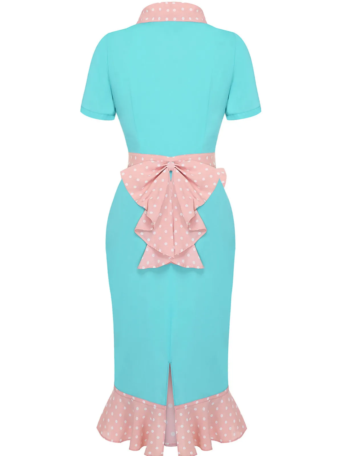 Outlet Retro Stage Turquoise 1930s Polka Dots Ruffles Dress Blue Green