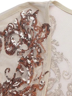 Sale Retro Stage [US Warehouse] Apricot 1920s Sequined Maxi Cover-ups Dress