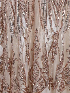 Sale Retro Stage [US Warehouse] Apricot 1920s Sequined Maxi Cover-ups Dress