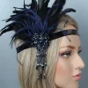 Hot Retro Stage [US Warehouse] Black Blue 1920s Feather Headband