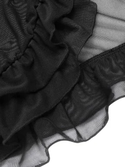 Discount Retro Stage [US Warehouse] 1970s Double-Layered Ruffled Cover-Up Black