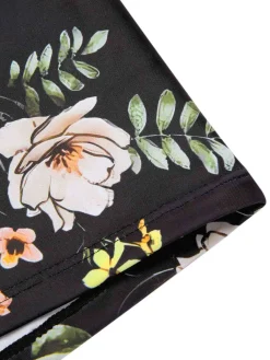 Best Retro Stage [US Warehouse] Black 1940s Floral Boxer Straps Swimsuit