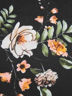 Best Retro Stage [US Warehouse] Black 1940s Floral Boxer Straps Swimsuit