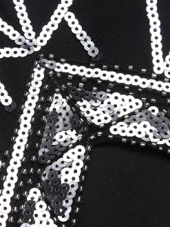 Hot Retro Stage [US Warehouse] 1920s Geometric Sequined Dress Black