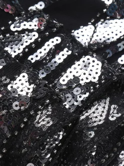 Hot Retro Stage [US Warehouse] 1920s Geometric Sequined Dress Black
