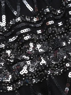 Hot Retro Stage [US Warehouse] 1920s Geometric Sequined Dress Black