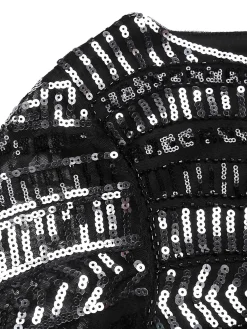 Fashion Retro Stage [US Warehouse] 1920s Sequined Geometric Dress Black