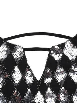 Online Retro Stage [US Warehouse] 1920s Sequined Backless Geometric Dress Black