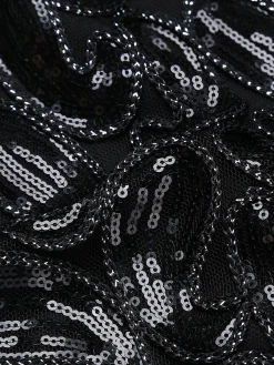 Best Retro Stage [US Warehouse] 1920s Sequined Glitter Dress Black