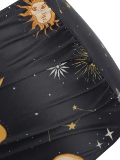 Best Retro Stage [US Warehouse] Black 1940s Sun Moon Stars Lace-Up Swimsuit