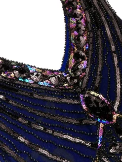 Outlet Retro Stage [US Warehouse] Blue Plus Size 1920s Sequined Dress