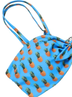 Clearance Retro Stage [US Warehouse] 1950s Pineapple Strap Bow Swimsuit Blue