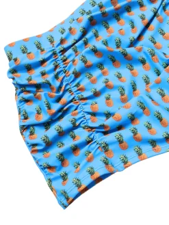 Clearance Retro Stage [US Warehouse] 1950s Pineapple Strap Bow Swimsuit Blue