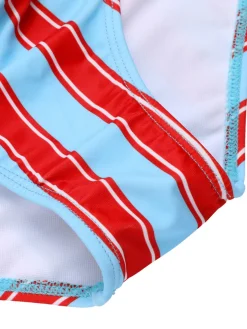 Fashion Retro Stage [US Warehouse] 1940s Polka Dot Stripe Halter Swimsuit Blue
