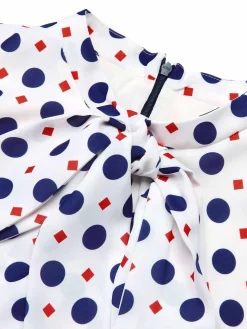 Discount Retro Stage [US Warehouse] 1950s Polka Dot Buttoned Romper Blue