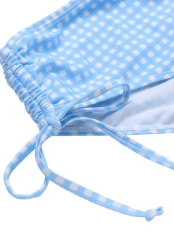New Retro Stage [US Warehouse] 1950s Spaghetti Strap Plaids Swimsuit Blue