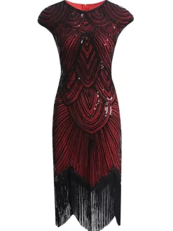 Clearance Retro Stage [US Warehouse] Blue 1920s Tassel Gatsby Flapper Dress