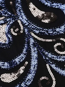 Online Retro Stage [US Warehouse] 1920s Sequined Maxi Dress Dark Blue
