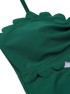 Clearance Retro Stage [US Warehouse] 1940s Solid Halter One-piece Swimsuit Dark Green