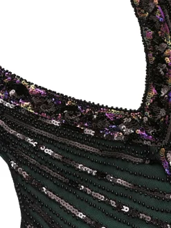 Best Retro Stage [US Warehouse] Dark Green 1920s Sequined Flapper Dress
