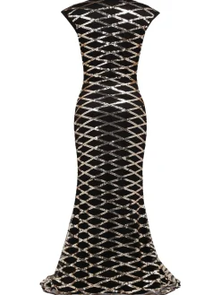 Sale Retro Stage [US Warehouse] 1920s Sequin Maxi Dress Gold