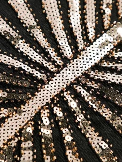 Online Retro Stage [US Warehouse] 1920s Sequin Art Deco Maxi Dress Gold