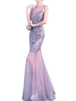Best Retro Stage [US Warehouse] 1920s Sequin Gatsby Long Dress Gray
