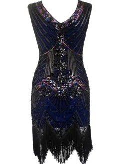 Clearance Retro Stage [US Warehouse] Green Plus Size 1920s Sequined Dress