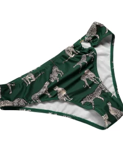 Discount Retro Stage [US Warehouse] 1940s Leopard Halter Split Swimsuit Green