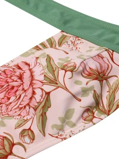 Hot Retro Stage [US Warehouse] Green 1930s Peony Halter One-Piece Swimsuit