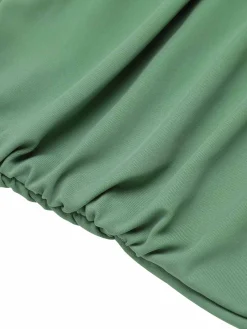 Hot Retro Stage [US Warehouse] Green 1930s Peony Halter One-Piece Swimsuit