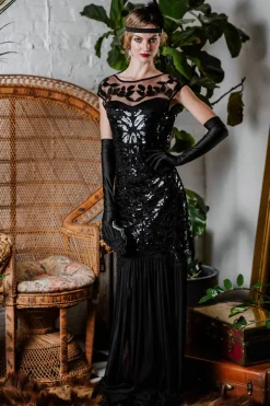 Outlet Retro Stage [US Warehouse] Green 1920s Sequin Maxi Flapper Dress
