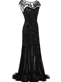 Outlet Retro Stage [US Warehouse] Green 1920s Sequin Maxi Flapper Dress