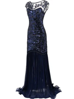 Outlet Retro Stage [US Warehouse] Green 1920s Sequin Maxi Flapper Dress
