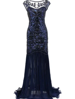 Outlet Retro Stage [US Warehouse] Green 1920s Sequin Maxi Flapper Dress