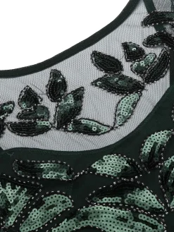 Outlet Retro Stage [US Warehouse] Green 1920s Sequin Maxi Flapper Dress