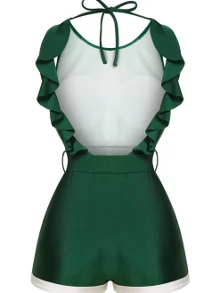 Outlet Retro Stage [US Warehouse] 1940s Sleeveless Backless Halter Swimsuit Green